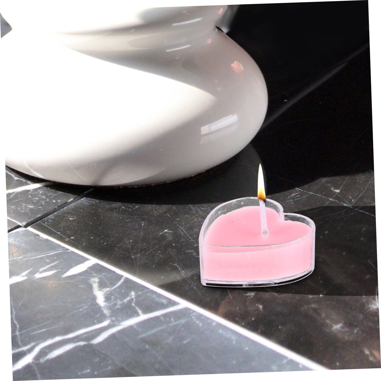 Healifty 9Pcs Heart Shaped Smokeless Tea Wax Candles Pink Rose Scented Aromatherapy Multi Use Romantic Decor for Birthday Wedding Christmas and Festival Ambiance