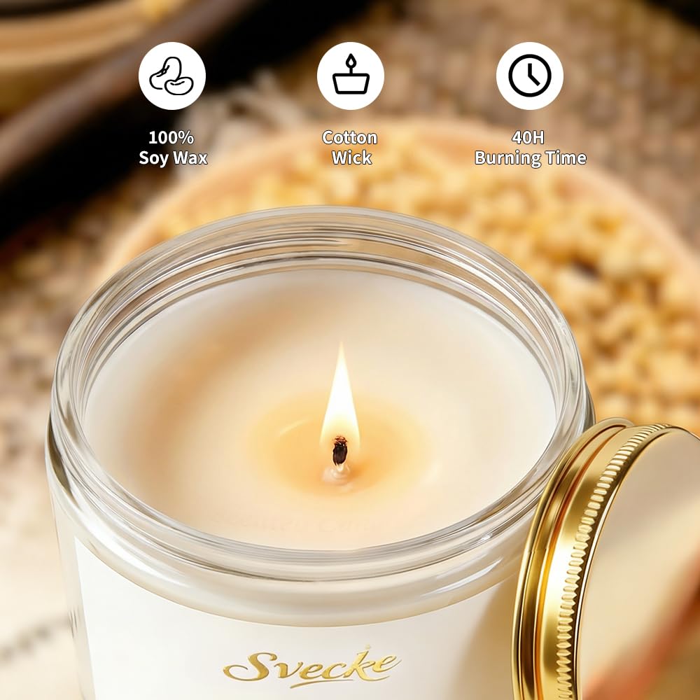 SVECKE Rose Scented Candle 7oz Soy Wax Jar Candle Long Burning Aromatherapy Candle for Home Bedroom Gift for Women Men Housewarming New Home Gift