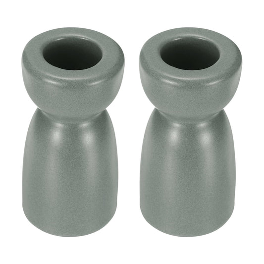 uxcell 2 Pack Candlestick Holder Gray Ceramic Taper Candle Holder Candle Stand Holders Modern Style Decoration for Centerpiece Tabletops Anniversary