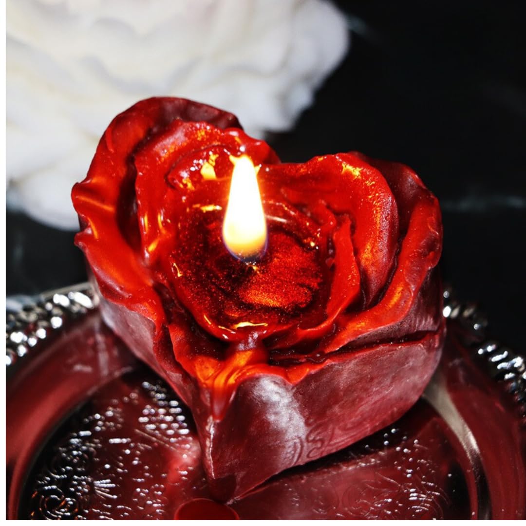 Romantic Love Heart Candles for Wax Play Low Temp and Pink Night Light Set, Low Heat Body Safe Soy Drip Candles Plug-in Sensor Night Lights for Adult (3*Candles+1*Nightlight)