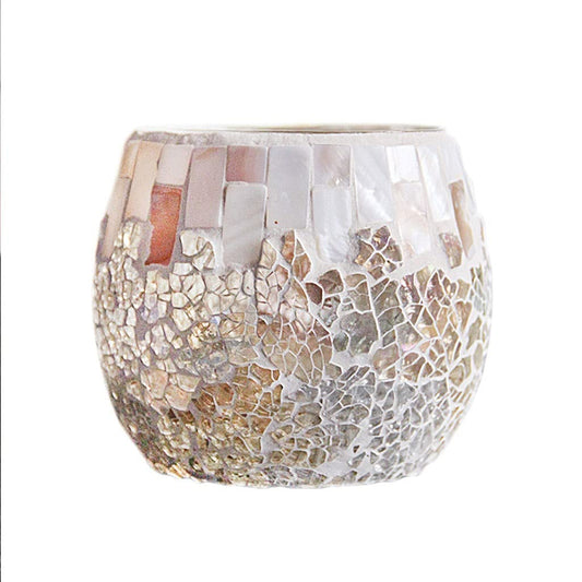 Candle Holders Shell Light-Colored Glass Mosaic Candle Holder Candle Holder Aromatherapy Candle Holder Candlelight Dinner Decoration Ornaments Candlestick (Color : A)