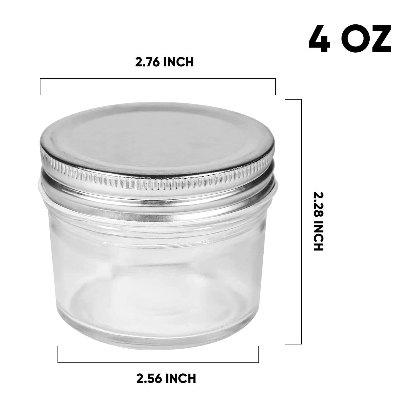 Accguan 4oz Glass Jars With Lids(Silver),Mason Jars,Ideal For Honey,Jam,Wedding Favor,DIY Magnetic Mini Spice Jars For Kitchen,Set of 40