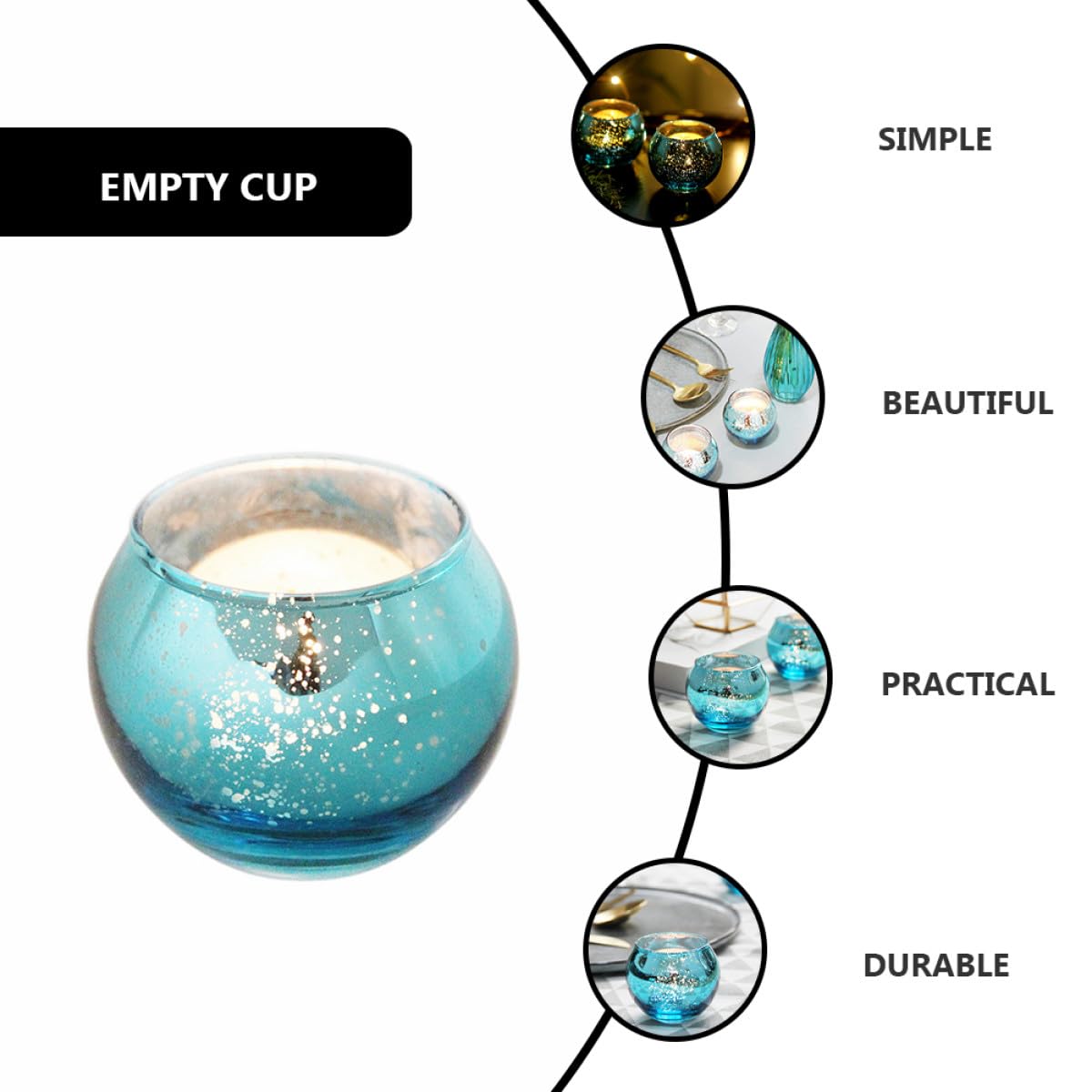 SUPVOX 12pcs Blue Speckled Glass Candleholder Set Hollow Round Candle Cups Decorative Tealight Holders for Home Table Centerpiece Decor
