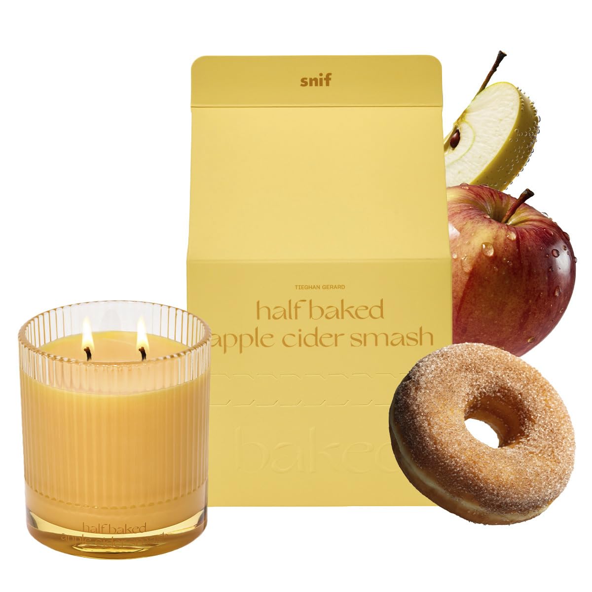 Half Baked Apple Cider Smash Scented Candle by Snif, Festive Fall Candle, 50+ Hours, 100% Cotton Fiber Wicks, Soy Wax Blend, Non-Toxic, Vegan, 8.5oz