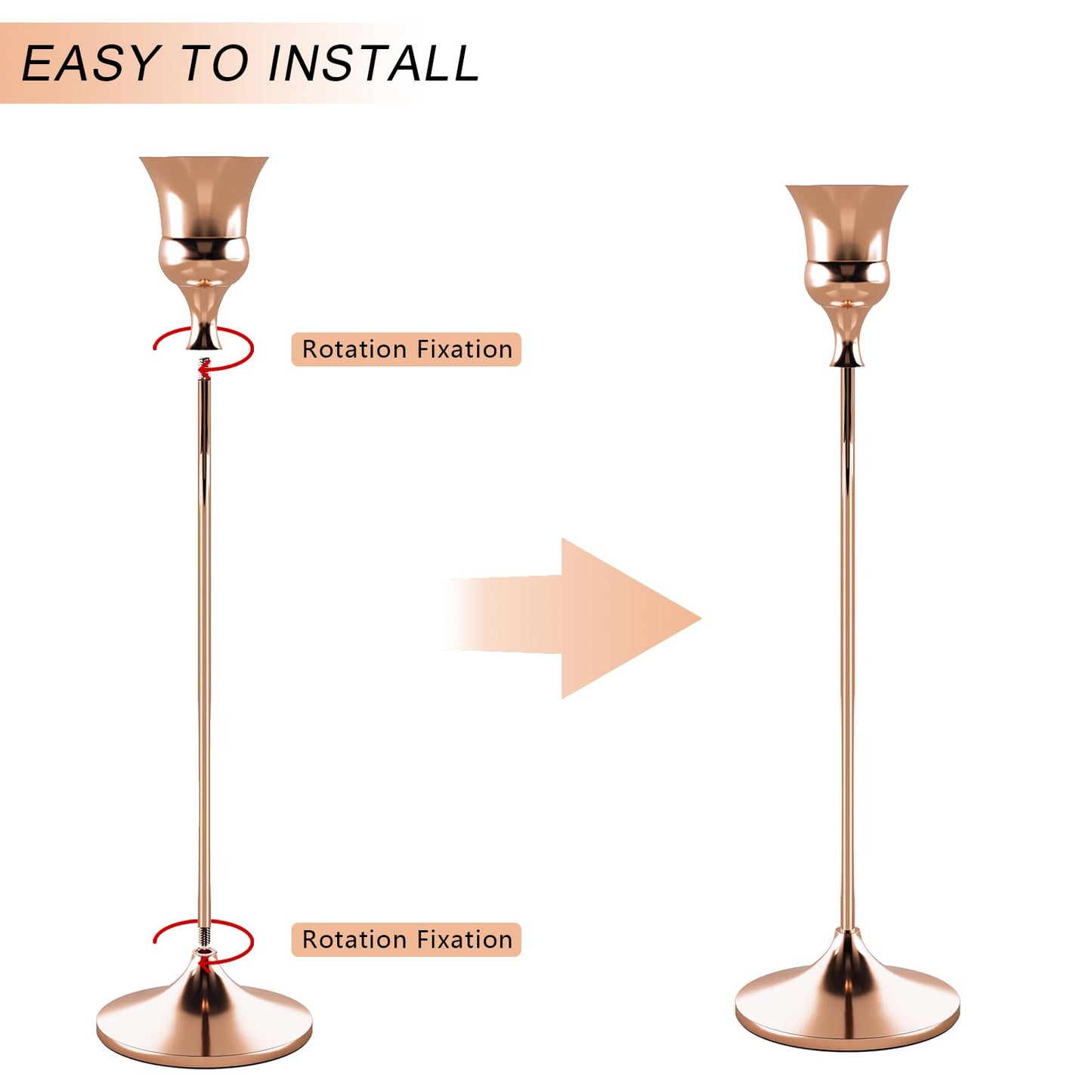 Showin Candlestick Holders Rose Gold, 3 Packs Taper Candle Holder for Candlesticks, Candle Sticks Holder Decor for Home Decor