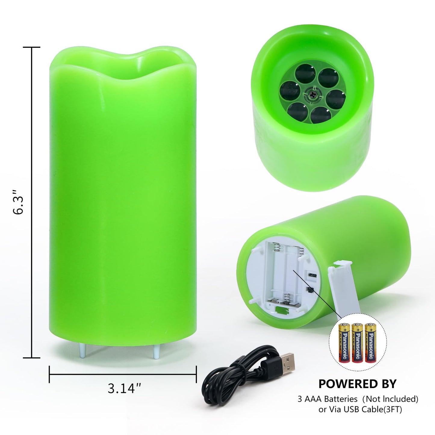 XingsLight St Patricks Day Decorations Flameless Candles with Lucky Clover Projector, Green LED Candle with Remote and Timer