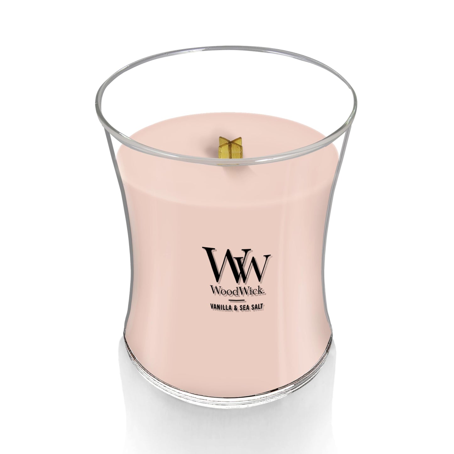 WoodWick Vanilla & Sea Salt Gifts for Women and Men, 9.7 oz Medium Hourglass Candle with Crackling Wick