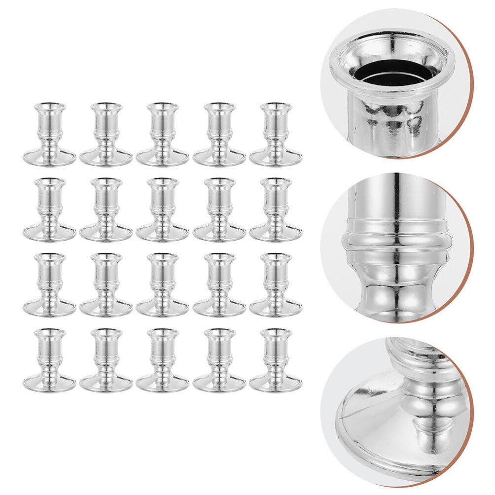 Zerodeko 12 Pack Plastic Decorative Candle Stands Taper Candle Base Holder Set for Tabletop Wedding