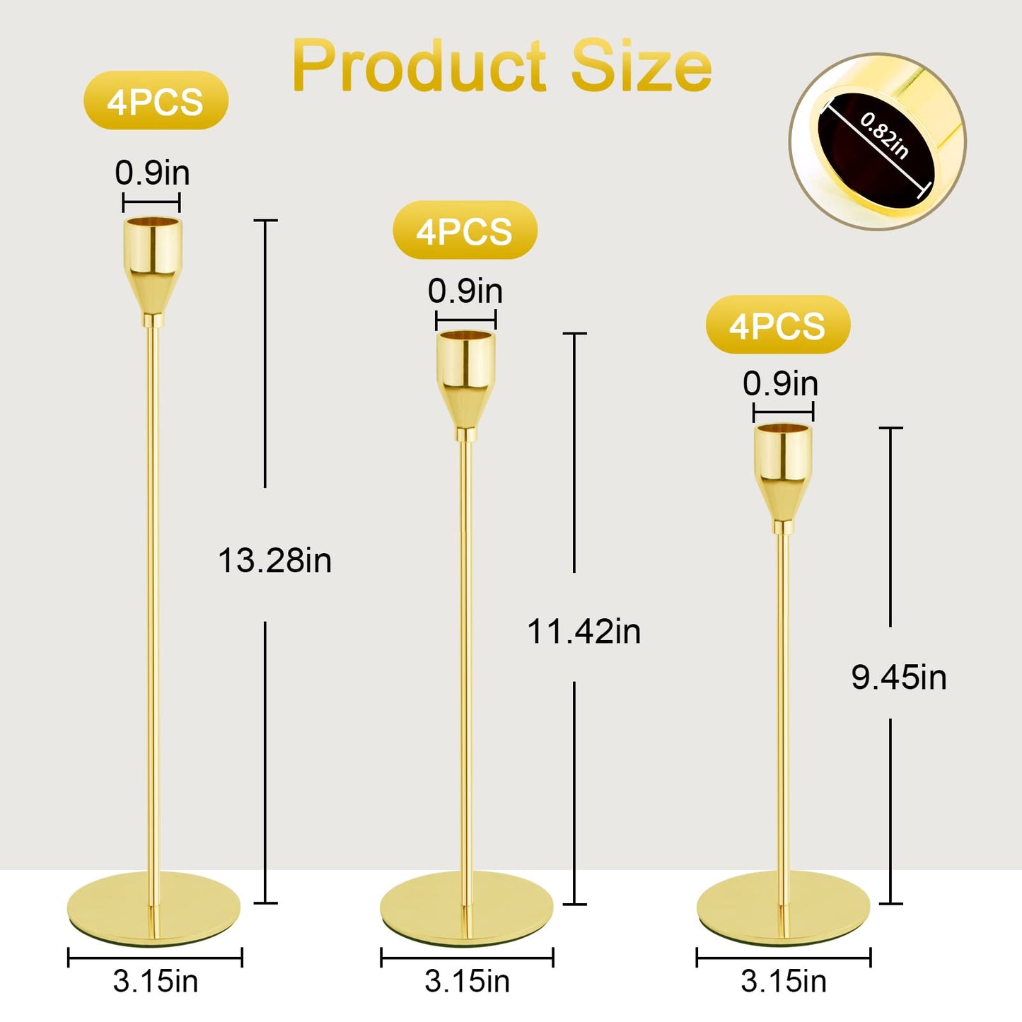 Gold Candlestick Holder Set of 12 for Taper Candles, Decorative Candle Holders Bulk Candle Stick Holders Taper Candle Holders for Table Centerpiece Wedding Dinning Party Anniversary Home Decor