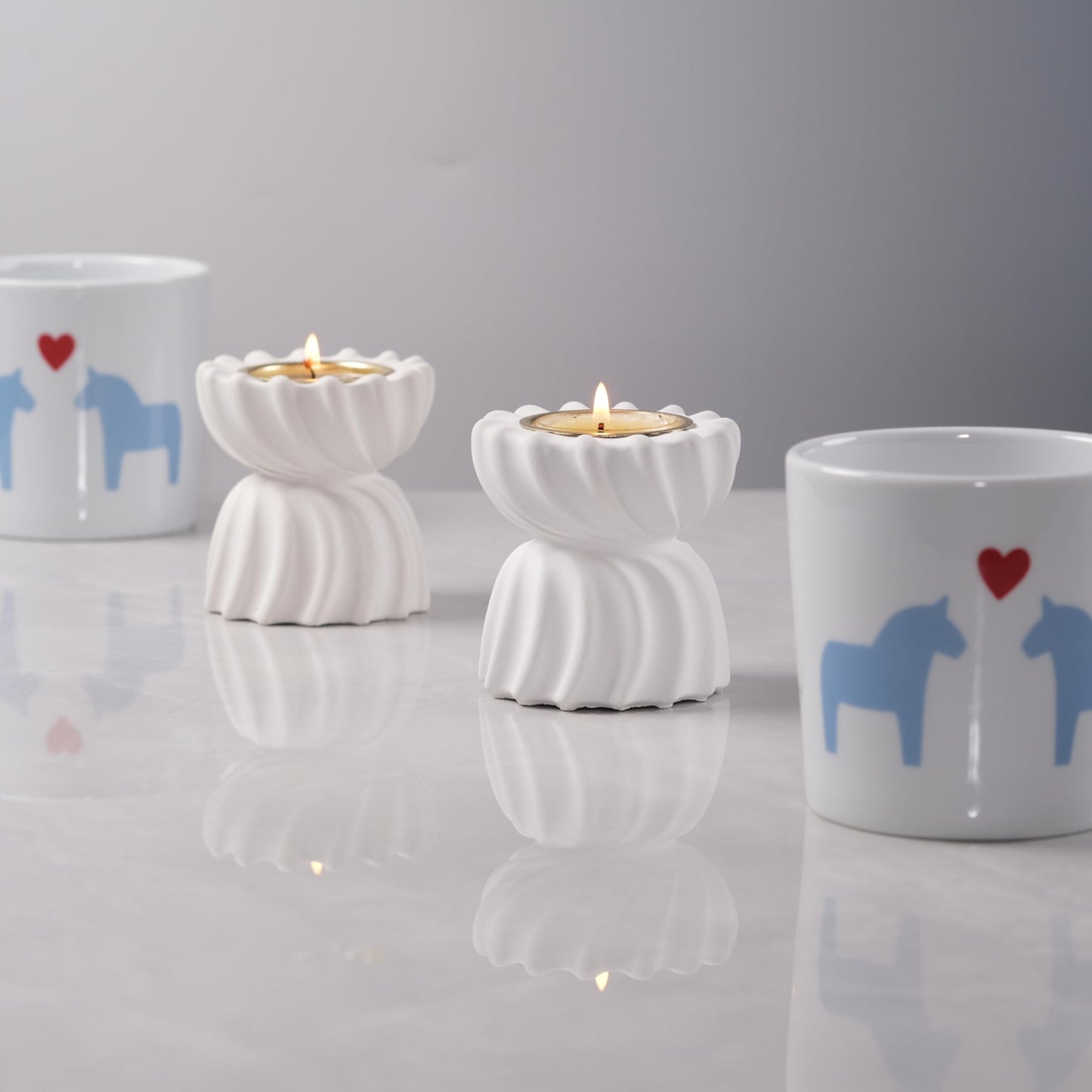 ICNBUYS Twizzle Twist Tealight Holder, Decorative Tealight Candle Holder for Table Display, Romantic Unique Home Décor Aesthetic, Housewarming Gift, Spiral Sculpture Diwali Tea Light Stand Cement