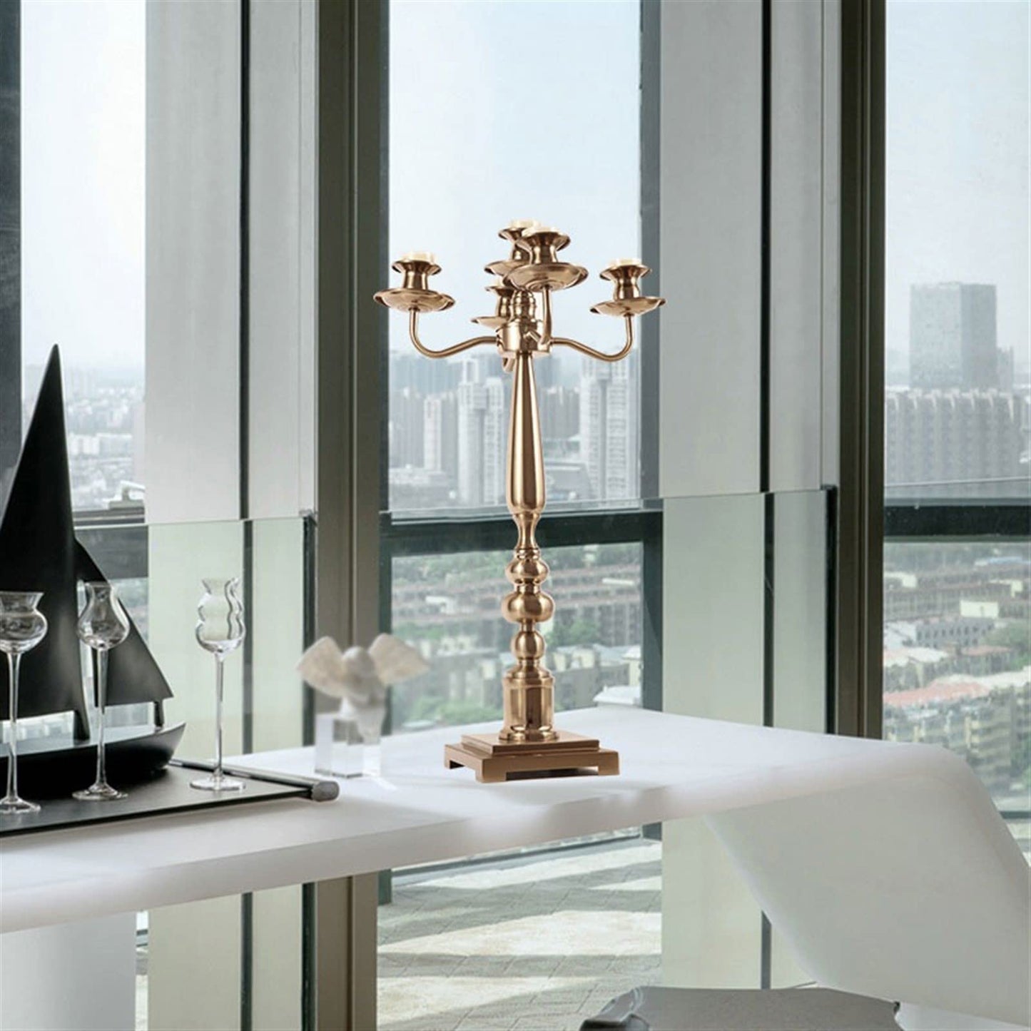 cfycfy987 Candelabra Table Romantic Candlestick Decoration Light Luxury Home Living Room Porch Handicraft Table Decoration Candle Sticks Holder