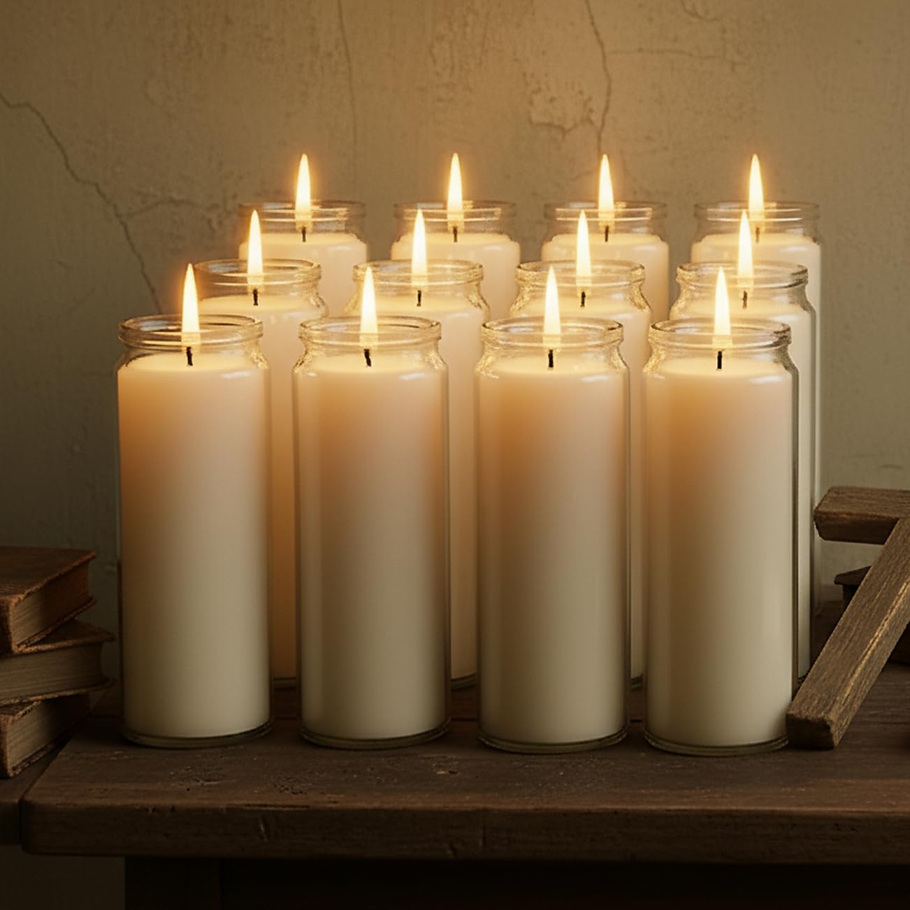 Veiuwa 12-Pack of 2x8 Inch White Candles in Glass,7 Day Candle,Unscented Prayer Candle,Suitable for Various Occasions Such as:Memorials,Religious,Catholicism,Churches,Altars,Vigils,etc.