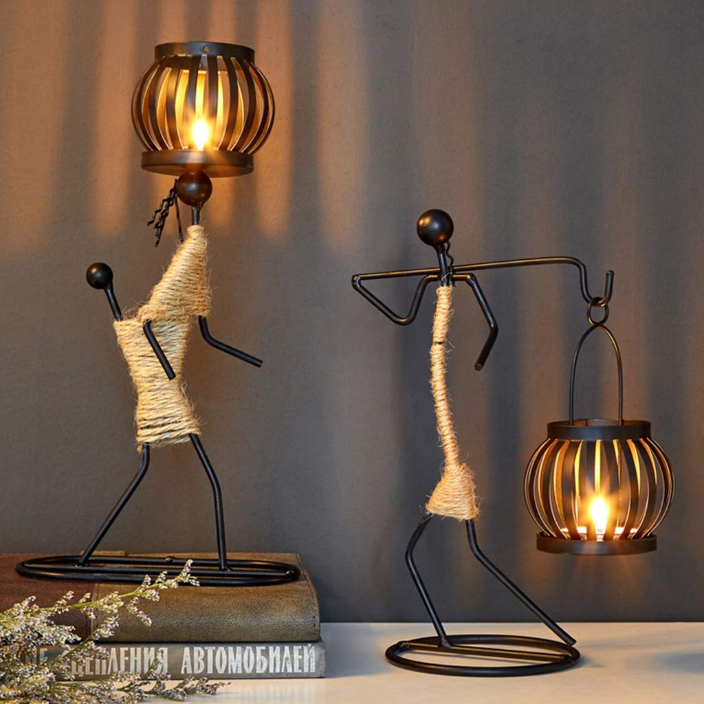 XILIN-1987 Candle Holderss Girl Shape Iron Candlestick Tabletop Decoration Cafe Candlelight Dinner Props Romantic Candlestick Decorative Candlestick (Size : B)