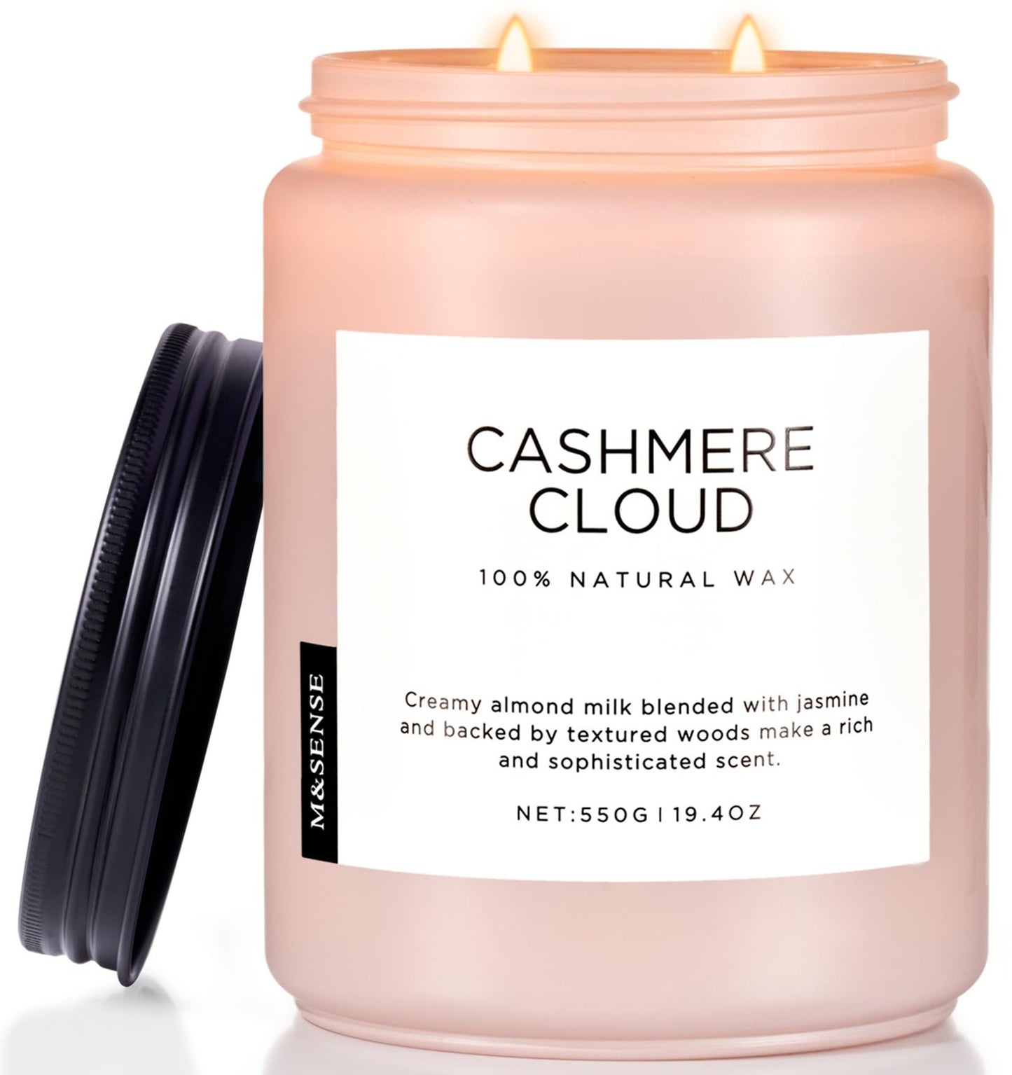 M&SENSE Cashmere Vanilla Scented Candles, Non Toxic Soy Wax 19.4oz 110 Hour Long Lasting 2 Wick, Large Candle for Bedroom Kitchen Home Decor, Housewarming Holiday Gifts for Mom Grandma Family Friends