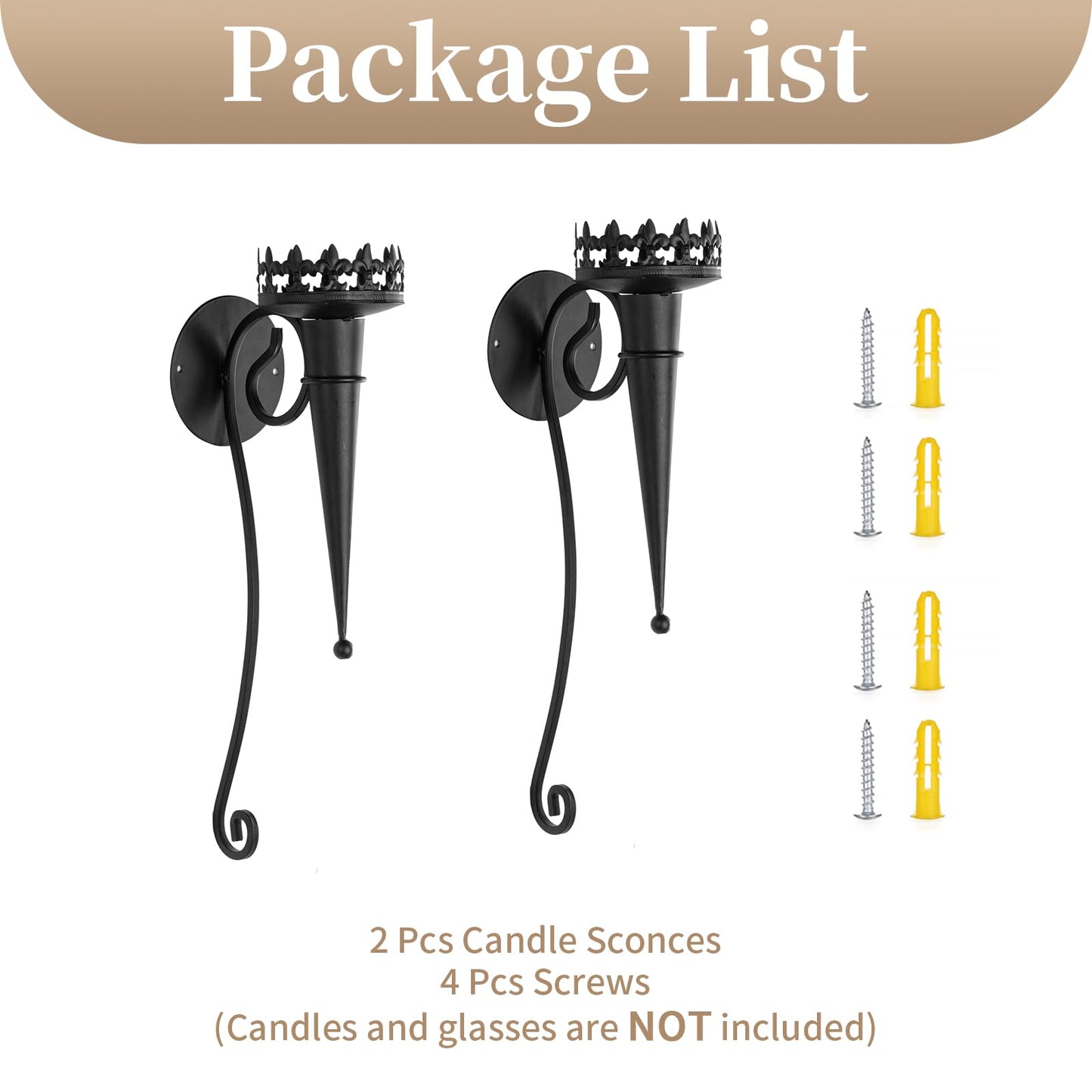 Wall Candle Holder for Pillar Tea Light Candles Decorative Candle Sconces Hanging Black Metal Wall Decorations with Modern Art Design for Living Room, Bathroom, Dining Room, Set of 2