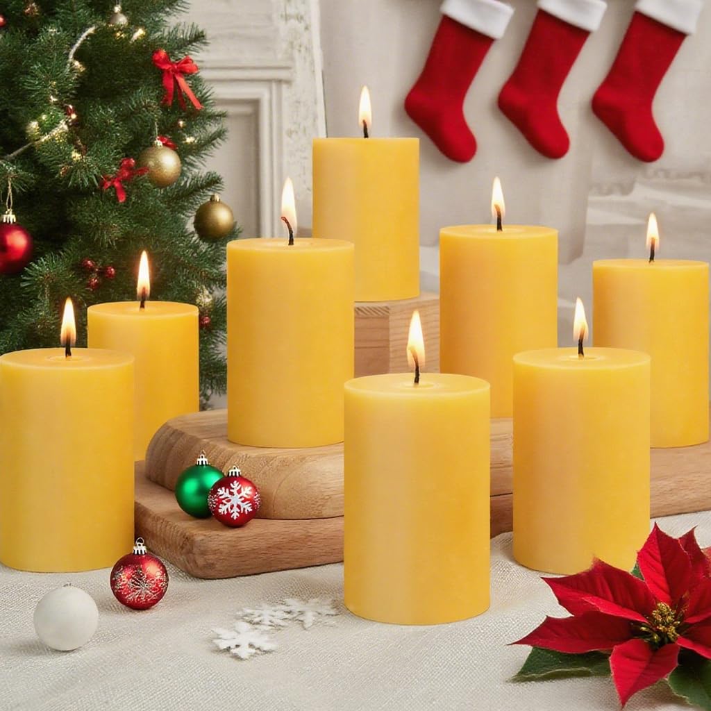 Natural Beeswax Pillar Candle+Beeswax Tealight Candles