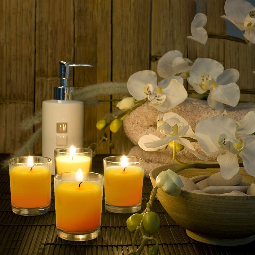 12 Pack Small Citronella Candles Outdoor and Indoor Soy Wax Glass Votive Candles for Party Dinner and Camping - 12 Hours Burn Time