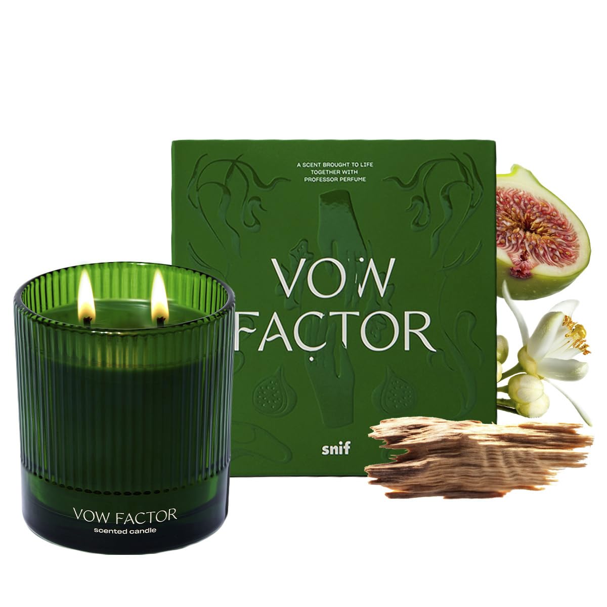 Vow Factor Luxury Scented Candle by Snif, Floral and Citrus Scent, 50+ Hours, 100% Cotton Fiber Wicks, Soy Wax Blend, Non-Toxic, Vegan, 8.5 oz