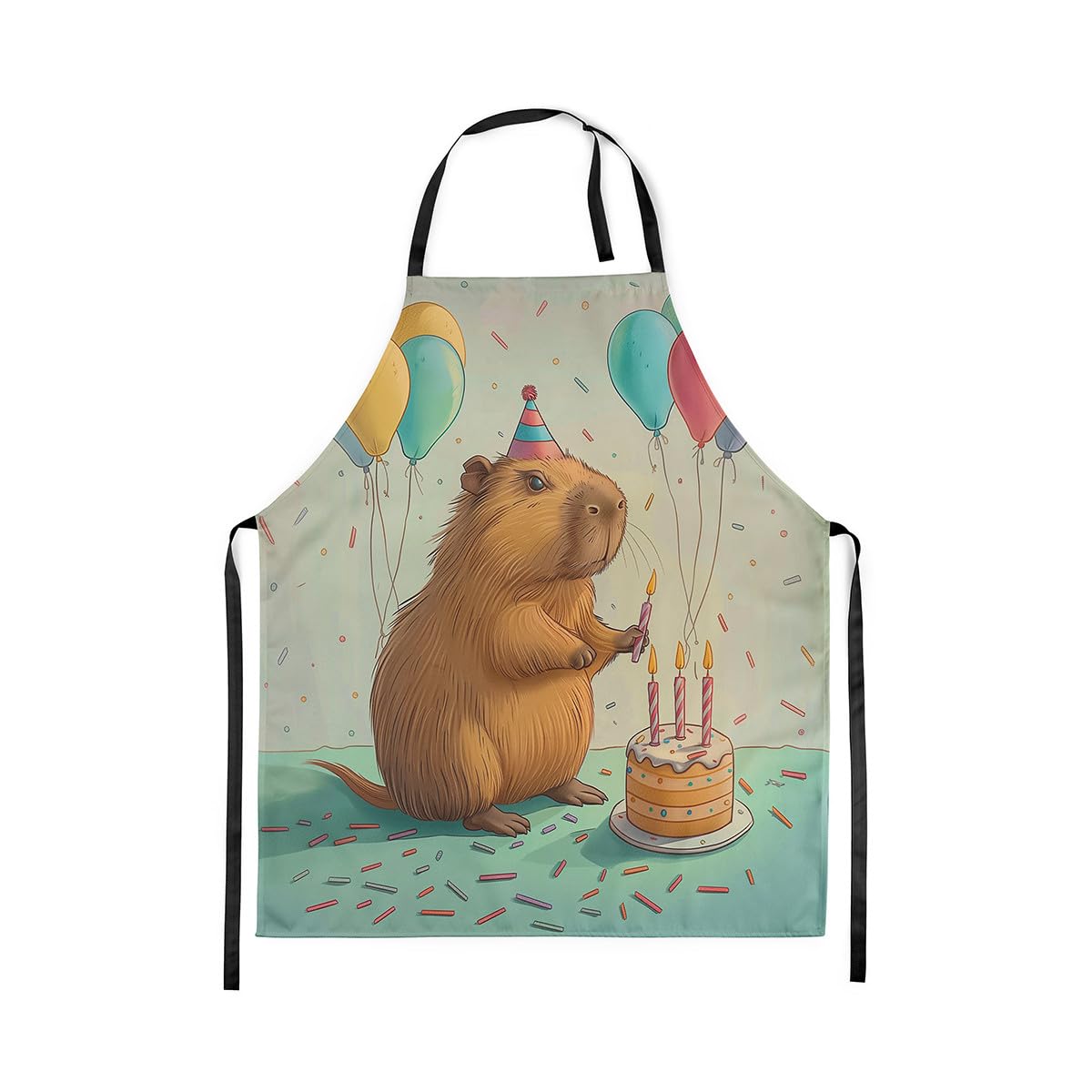 Erosebridal Cute Beaver Apron, Wild Animal Waterproof Apron For Cooking Kitchen Baking Gardening, Wildlife Kitchen Aprons, Happy Birthday Cake Candle Balloon Cooking Aprons