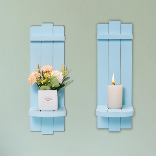Yorkmills Sconces Wall Decor Set of 2, Wall Candle Holder Rustic Home Decor, Farmhouse Art Floating Candle Sconces Shelf Blue Wall Decorations for Living Room, Dining Room, Bedroom, Bathroom