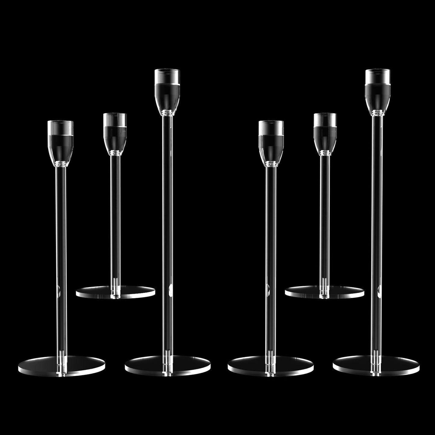 2 Sets Candlestick Holders 3 Piece Set Taper Candle Holder with Different Heights Ideal for Table Decor Party Home Decoration Fits 0.87" LED Stick Candles