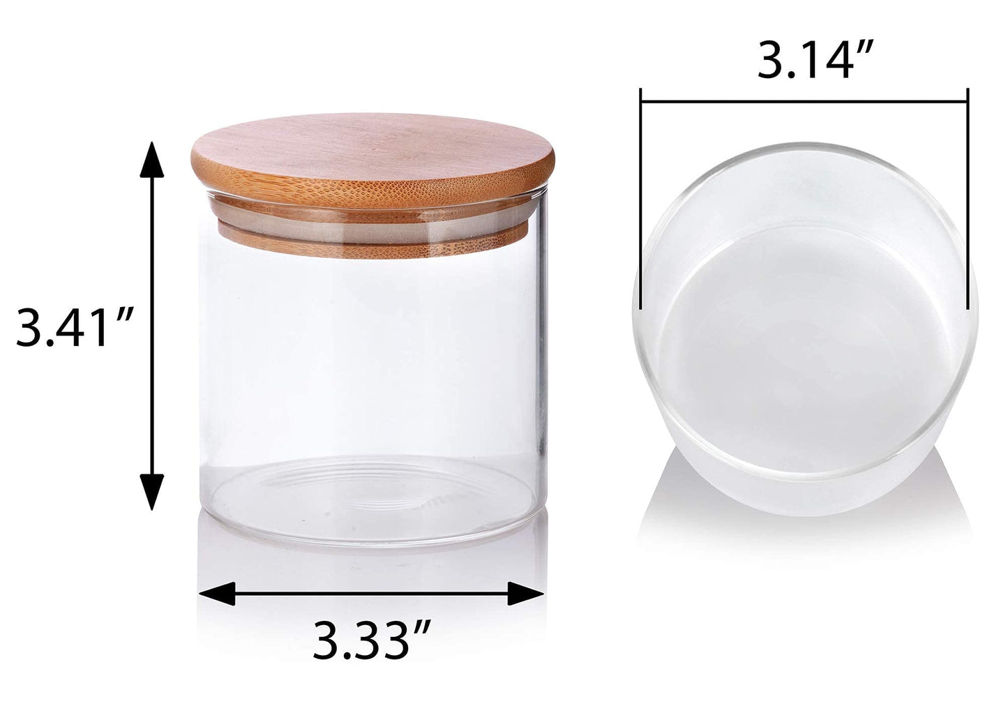 JUVITUS 10 oz Clear Glass Jar with Bamboo Silicone Sealed Lid (Single)