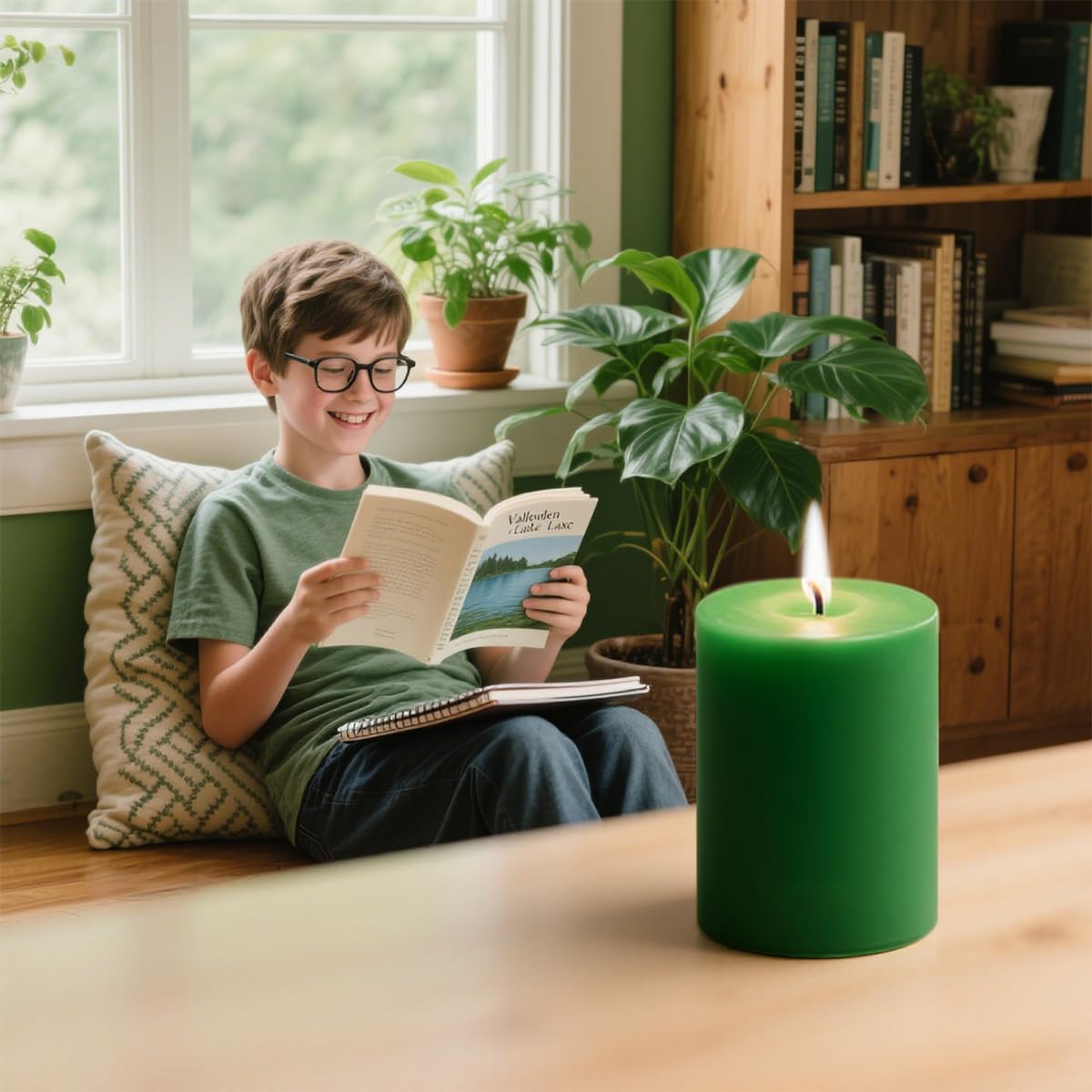 Green Unscented Pillar Candles 3-Pack – Dripless & Smokeless, Long-Burning Thick Candles (2",3",4" Heights) for Weddings, Home Decor & Serene Ambiance
