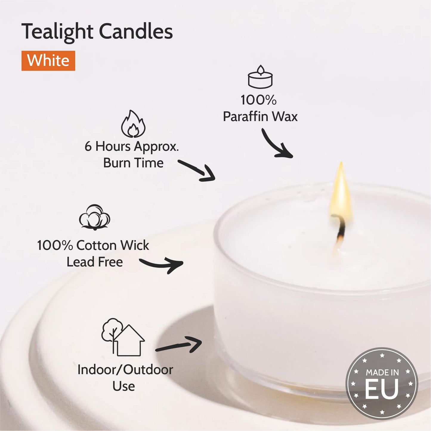HYOOLA Scented Tealight Candles - Clear Cup - White Tealight Candles Scented - 6 Hour Burn Time - 15 Pack - European Made
