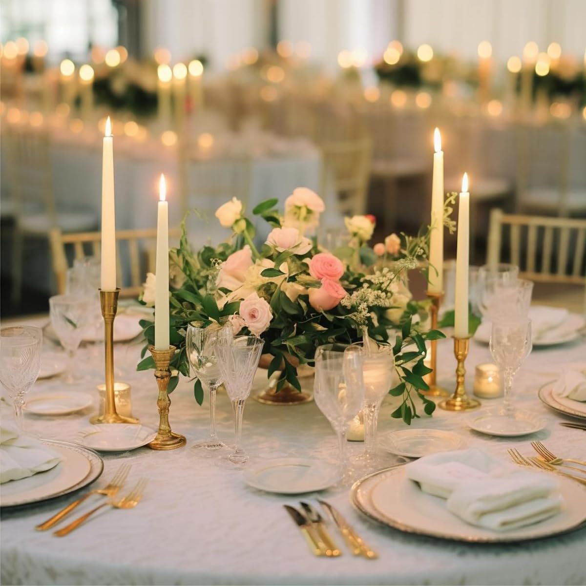 GEHUIZER 100 Pack Flameless Taper Candles Bulk, 11 Inch Battery Operated LED Taper Candles Flickering Electric Led Candlesticks for Christmas Church Wedding Party Centerpiece, No Batteries, Ivory