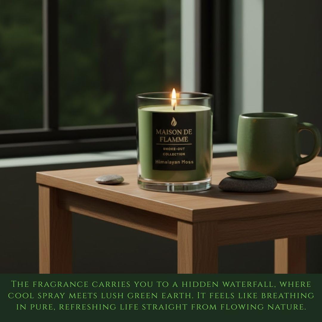 Smoke Odor Eliminating Candle – Himalayan Moss Soy Wax Candle for Kitchen, Apartment & Home Smells, Long Lasting Odor Neutralizing Scented Candle, 150g / 5.3 oz – Maison De Flamme