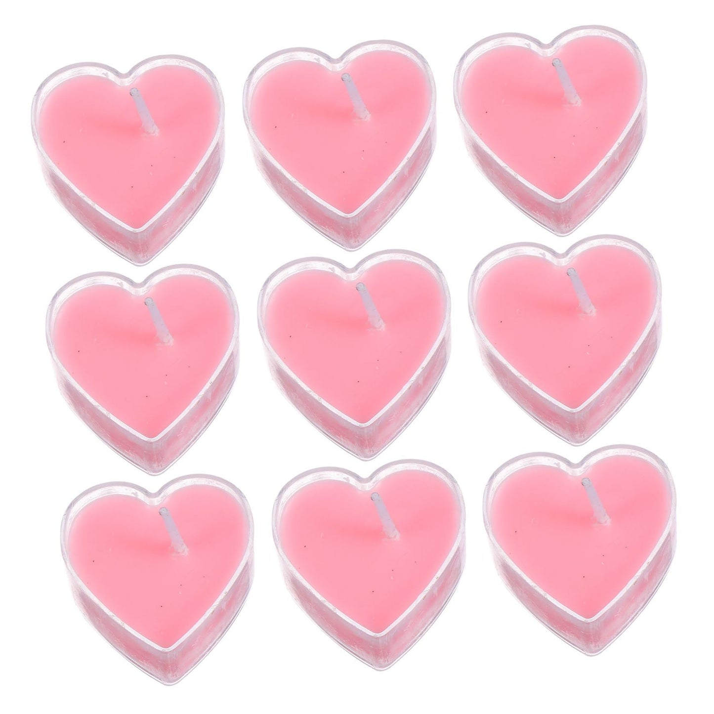 FOMIYES 9Pcs Smokeless Tea Wax Heart Shaped Scented Candles with Paraffin Wax Romantic Proposal Decoration for Home Wedding Birthday Soft for Eye Protection