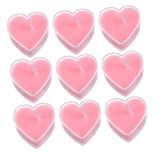 FOMIYES 9Pcs Smokeless Tea Wax Heart Shaped Scented Candles with Paraffin Wax Romantic Proposal Decoration for Home Wedding Birthday Soft for Eye Protection