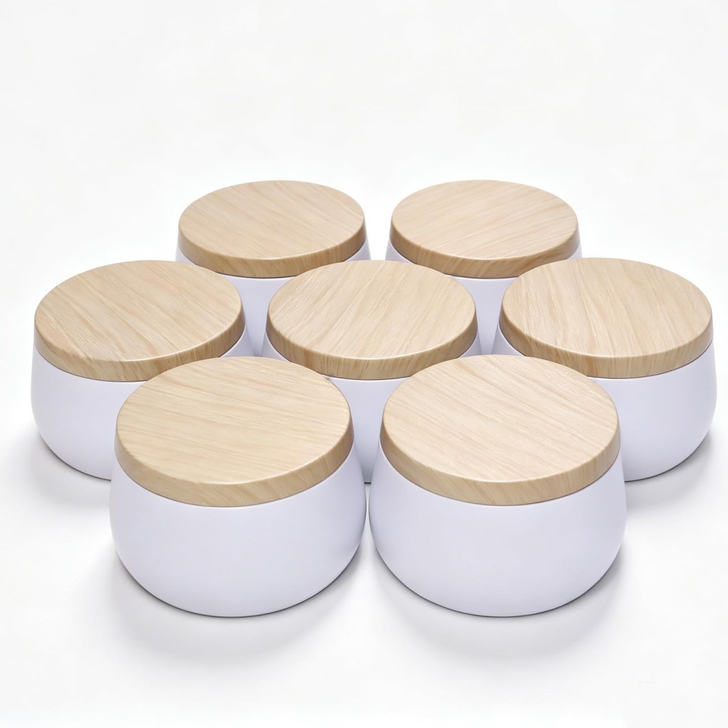 24 Pack 8 oz Candle Tins with Lids, Empty Metal Jars for Candle Making, Matte White Candle Containers with Wooden Grain Lids for DIY Aromatherapy, Bulk Candle Making Supplies for Making Small Business