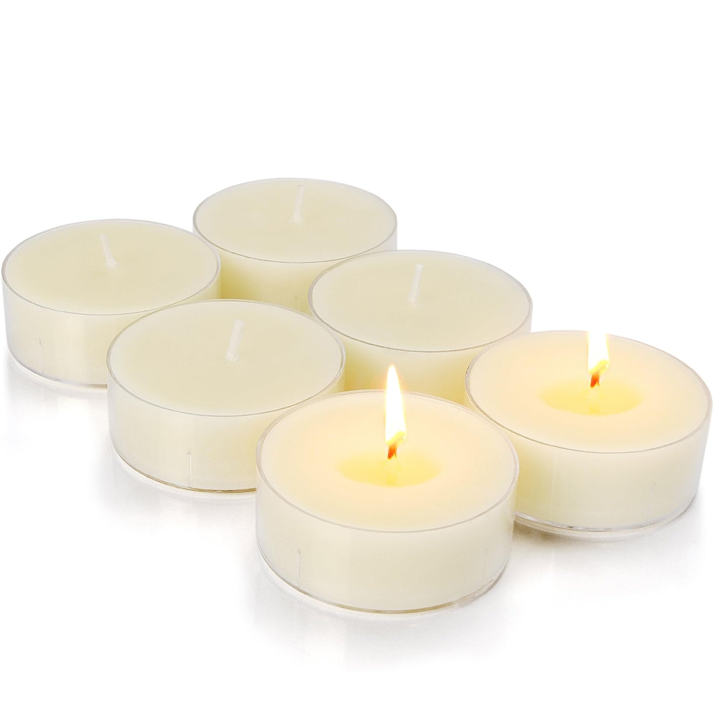 Vanilla Scented Tealight Candles 6Pcs, Natural Soy Tea Lights Candle - 8 Hour Long Burning with Essential Oil for Home Decor, Dinner, Weddings, Party