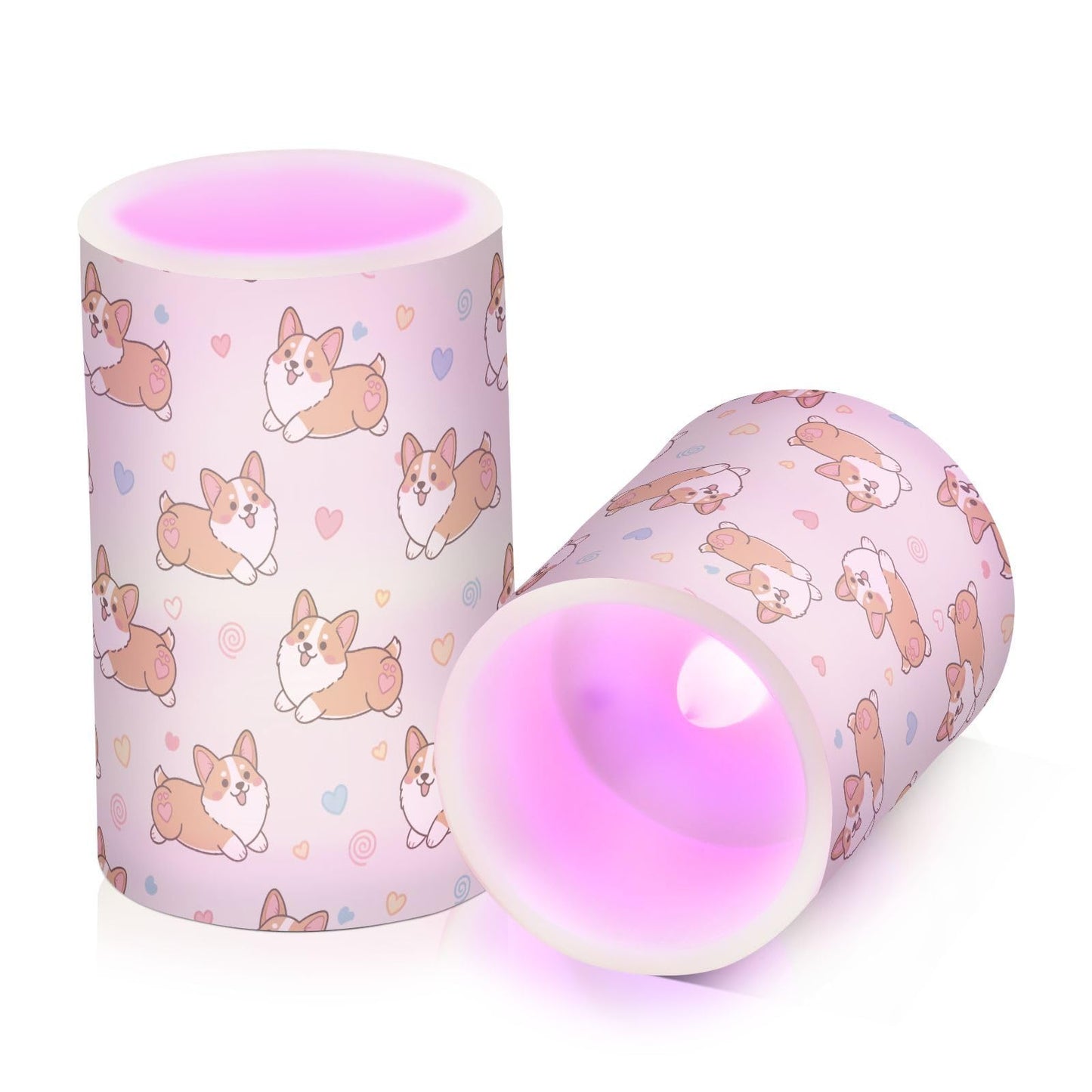 ALAZA Dog Love Heart Cute Flickering Flameless Candles Pillar Led Candles Battery Operated Candles with Remote and Timers Set of 2