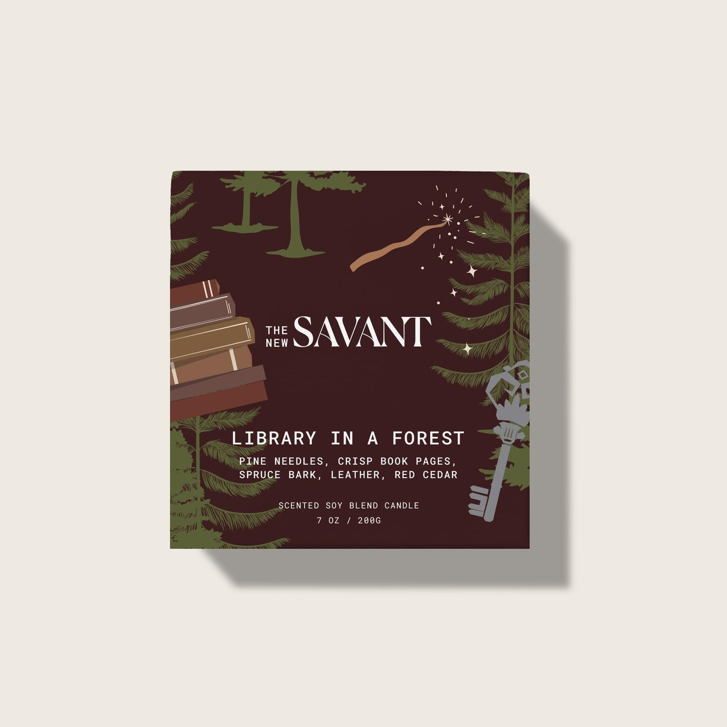 The New Savant Scented Candle - Library in a Forest - Aesthetic Bookish Candle for Home, Pine, Citrus, Patchouli & Leather, Soy Wax Blend, Vegan & Cruelty-Free, 50-Hour Burn Time - 7oz