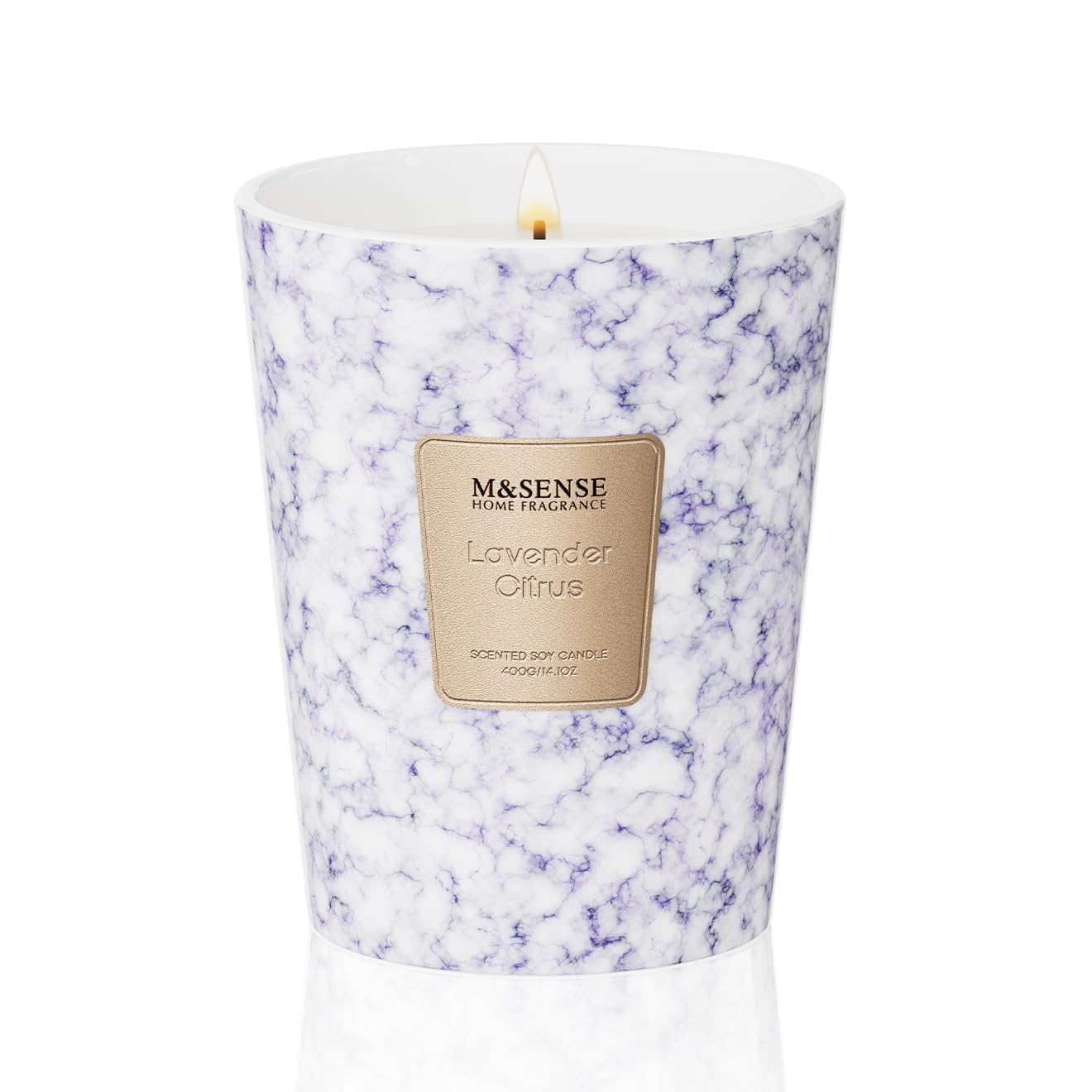 M&SENSE Lavender Citrus Scented Soy Candle, 3 Wick Highly Scented 14.1 Oz 75H, Aromatherapy Candle Gift for Women and Men