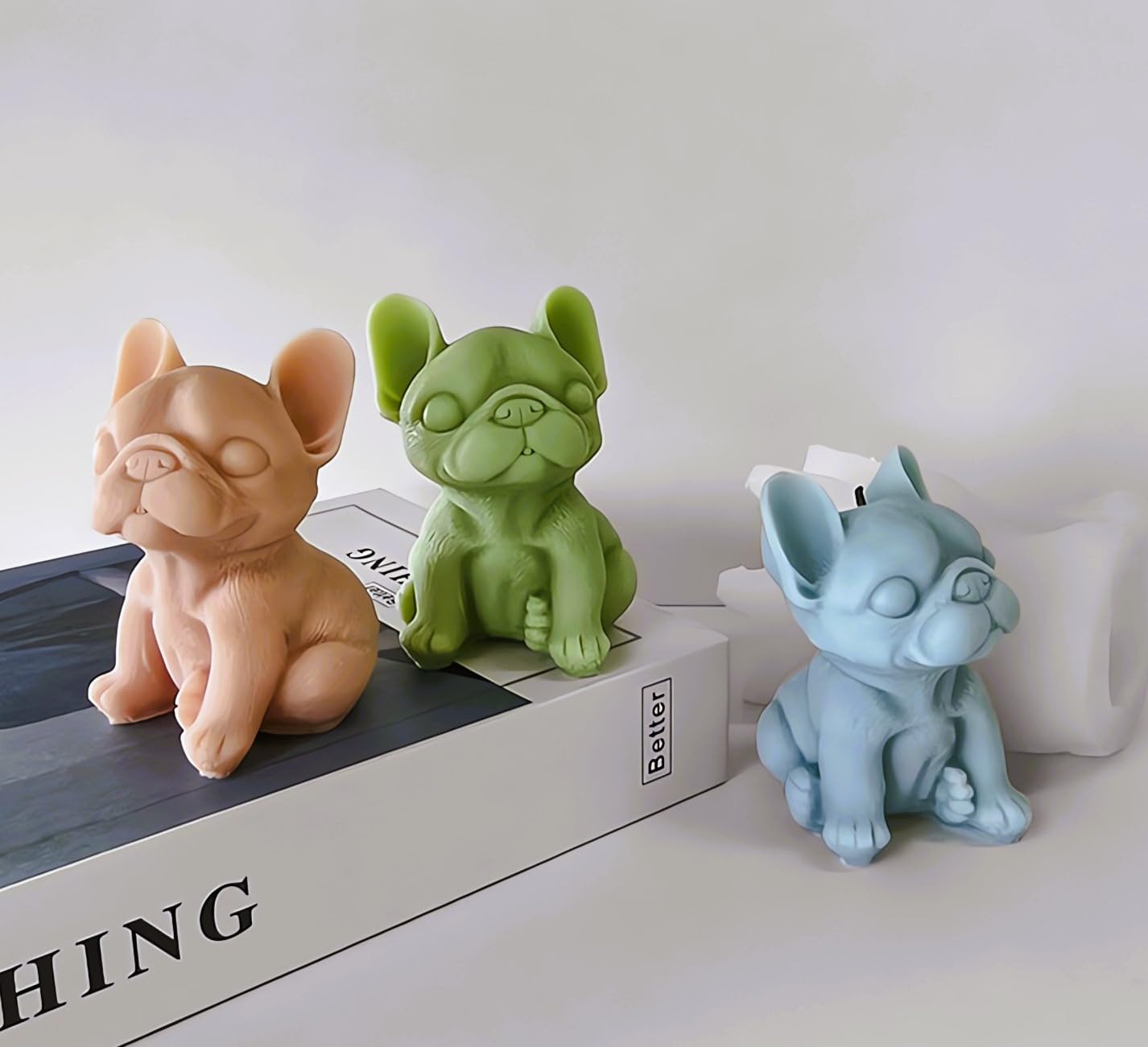 Cute Sitting Dog Candle Mold, 4 Inch Bulldog Silicone Mold, Animal Resin Mold for Soap Soy Wax Epoxy DIY Handcraft Home Ornaments Wedding Party Home Decoration
