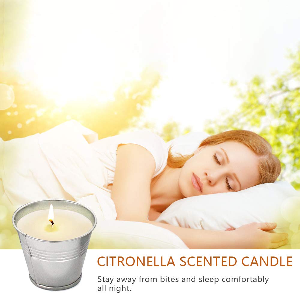 Set of 12 Citronella Candles Outdoor, Bulk Small Natural Soy Wax Lemongrass Scented Summer Off Candles in Bucket for Home Patio Porch Outside
