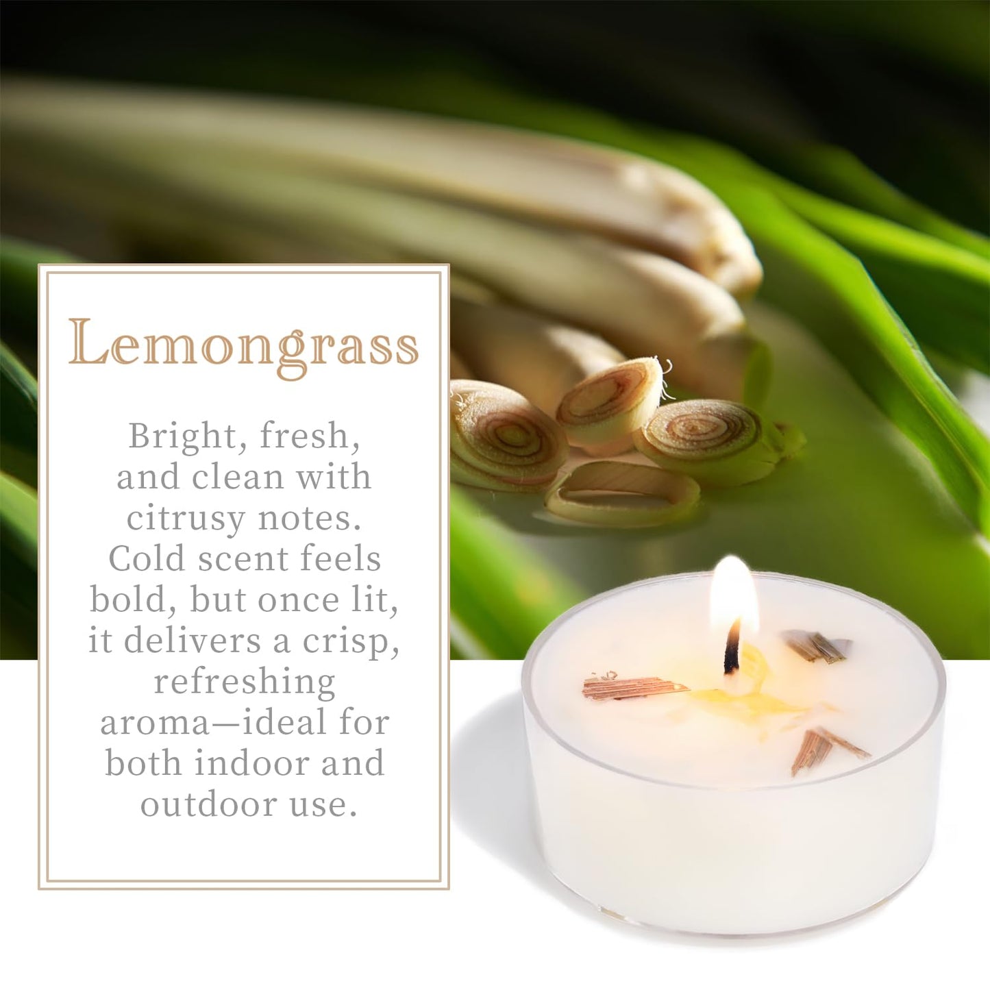 Citronella Tea Light Candles Outdoor, 48 Pack- Extended 4-5h Clear Cup Scented Tealight Candles with Handmade Floral Surface, 100% Natural Palm Wax Tealights Smokeless for Patio, Summer, Indoor