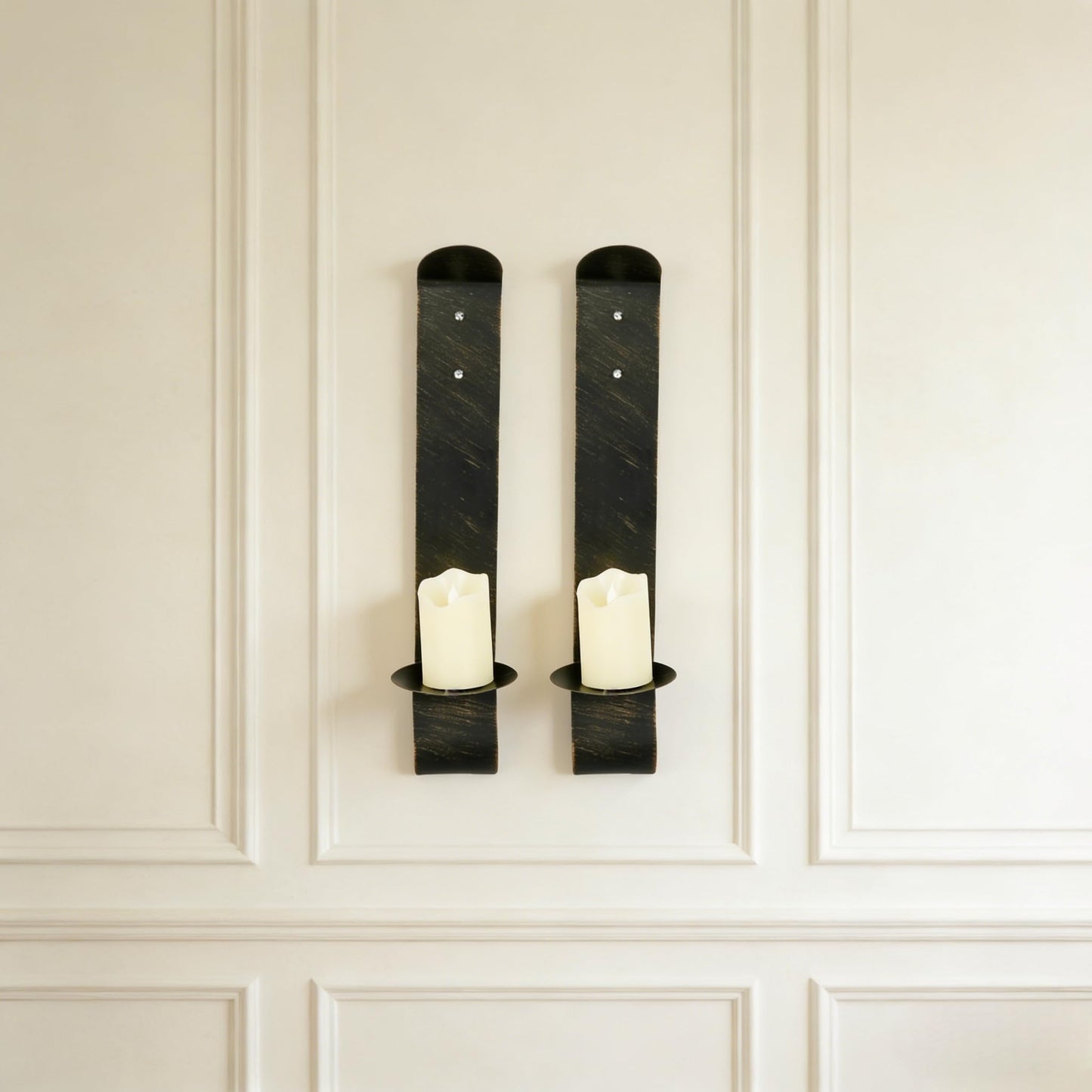 Metal Wall Candle Sconce Holder, Set of 2 Wall Mount Candle Holders Modern Wall Candle Sconces Hanging for Living Room Farmhouse Fireplace Wedding