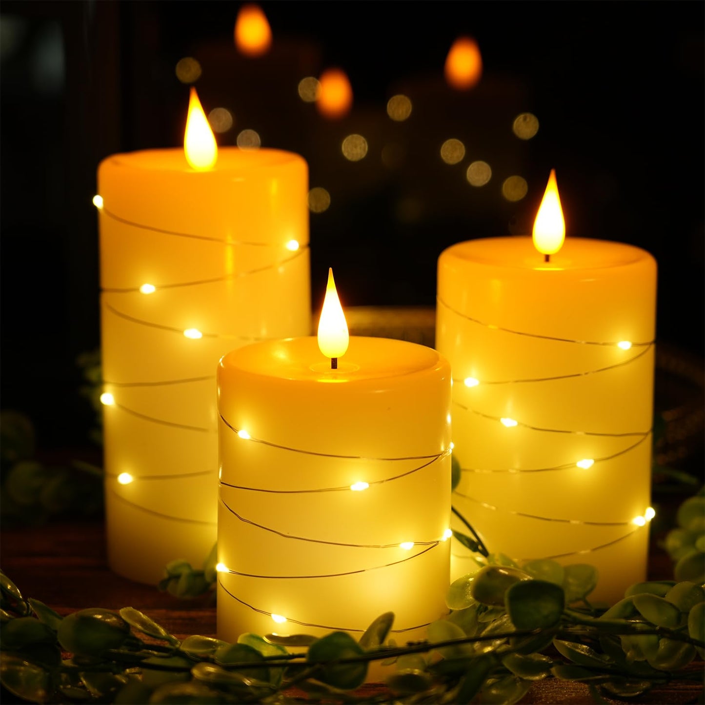 Homwamee 3 Pcs Flameless Candles with Remote Control, Battery Operated Candles LED Pillar Candle with Timer, 4'' 5'' 6'' Candles Set of 3 Pack for Wedding Centerpieces Holiday Table Home Decorations