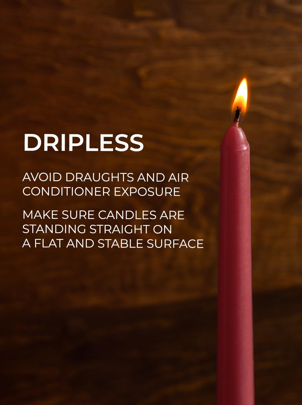 CANDWAX Burgundy 10 inch Taper Candles Pack of 4 - Unscented Dripless Burgundy Candlesticks - Perfect as Christmas Decorations and Home Decor for Dinner Table Centerpieces - Christmas Taper Candles