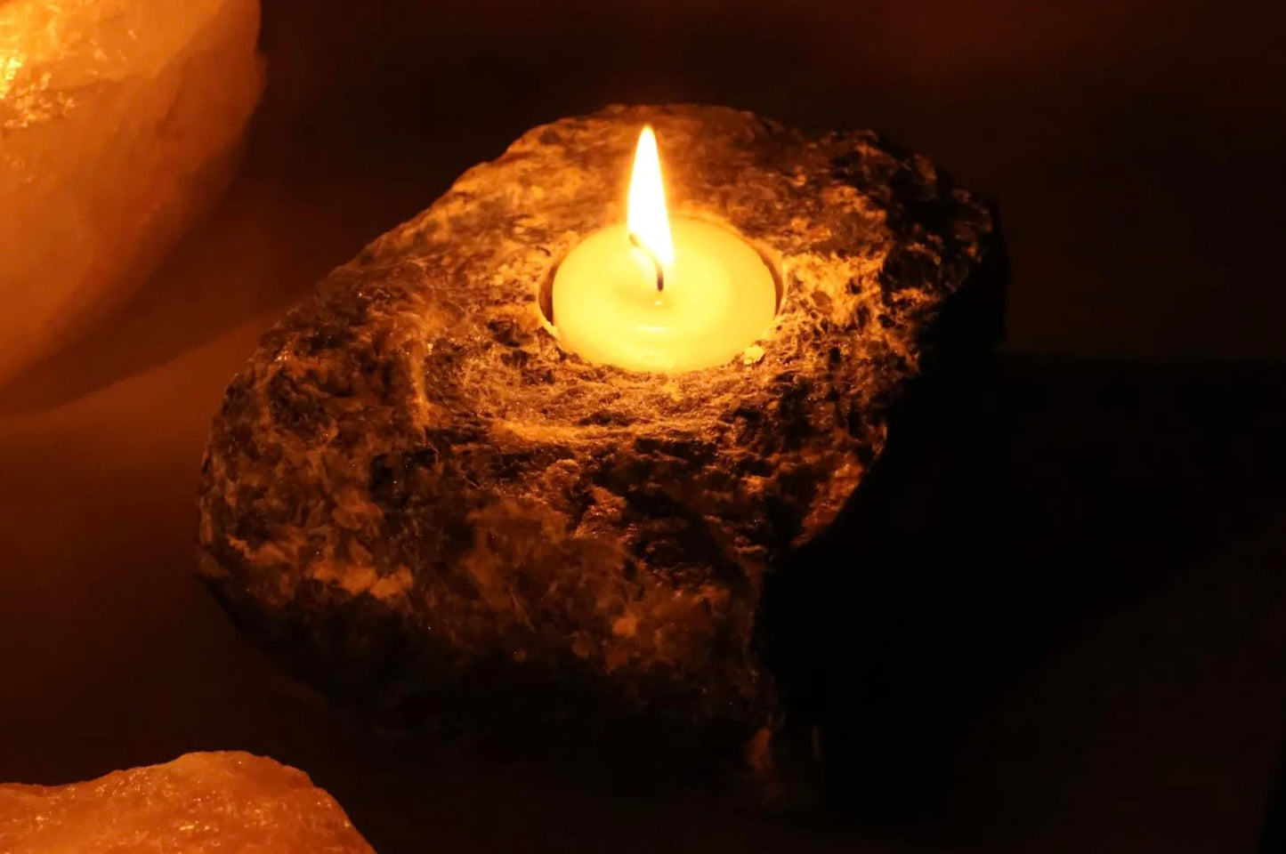 Nature’s Decorations Sodalite Votive Tealight Holder - Blue Candle Holder for Side Tables, Countertops, Living Room, & Gifting - Rectangle Sodalite Candleholder (3” x 3” x 1.5”)