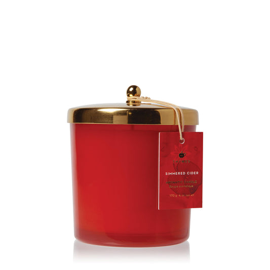 Thymes Scented Candles for Home Decor - Luxury Home Fragrance Gifts for Women & Men - Fall Candles with Warm Notes of Apple, Clove, & Cardamom - Harvest Red (Simmered Cider, 13 oz)