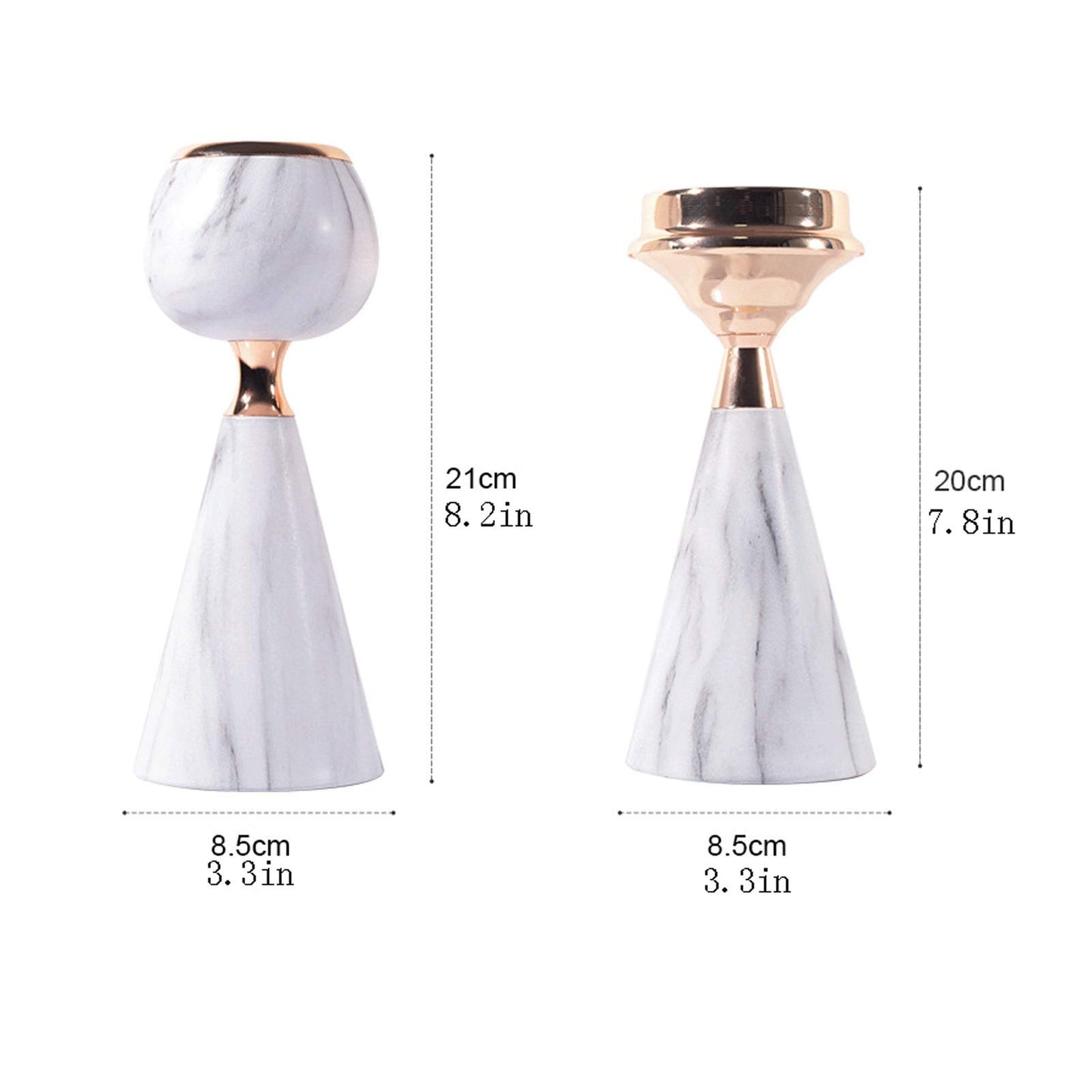 XILIN-1987 Candle Holderss Modern Wrought Iron Candle Holder Imitation Marble Metal Candlestick， Decorative Candlestick Holder for Wedding, Dinning, Party (Pack of 2) Decorative Candlestick