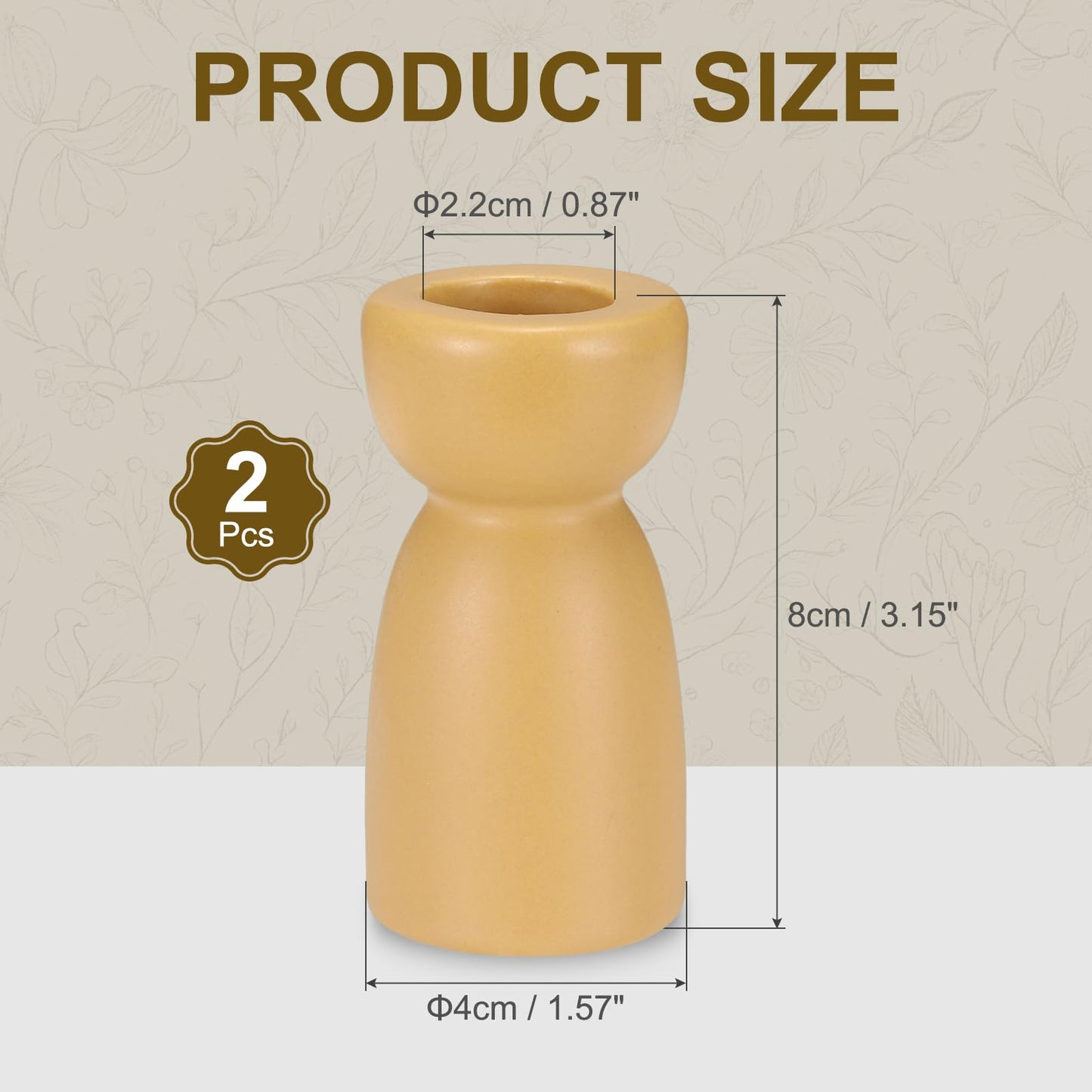 uxcell 2 Pack Candlestick Holder Light Yellow Ceramic Taper Candle Holder Candle Stand Holders Modern Style Decoration for Centerpiece Tabletops Anniversary