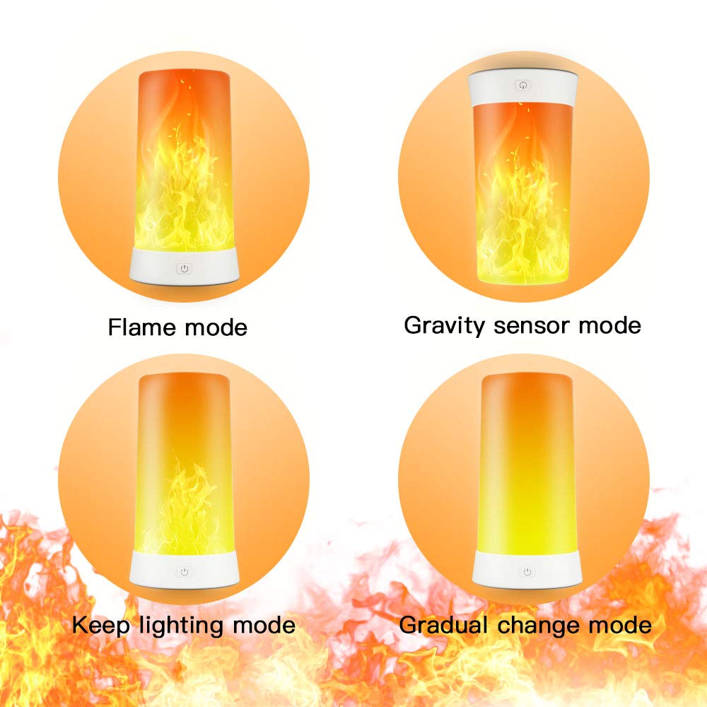 PDGROW LED Flame Effect Light, Flame Lamp 4 Modes USB Rechargeable Fire Lights Indoor Campfire Outdoor Decorative Lantern Hanging Lamps Fireplace Romantic Light for Home Party Camping Bar