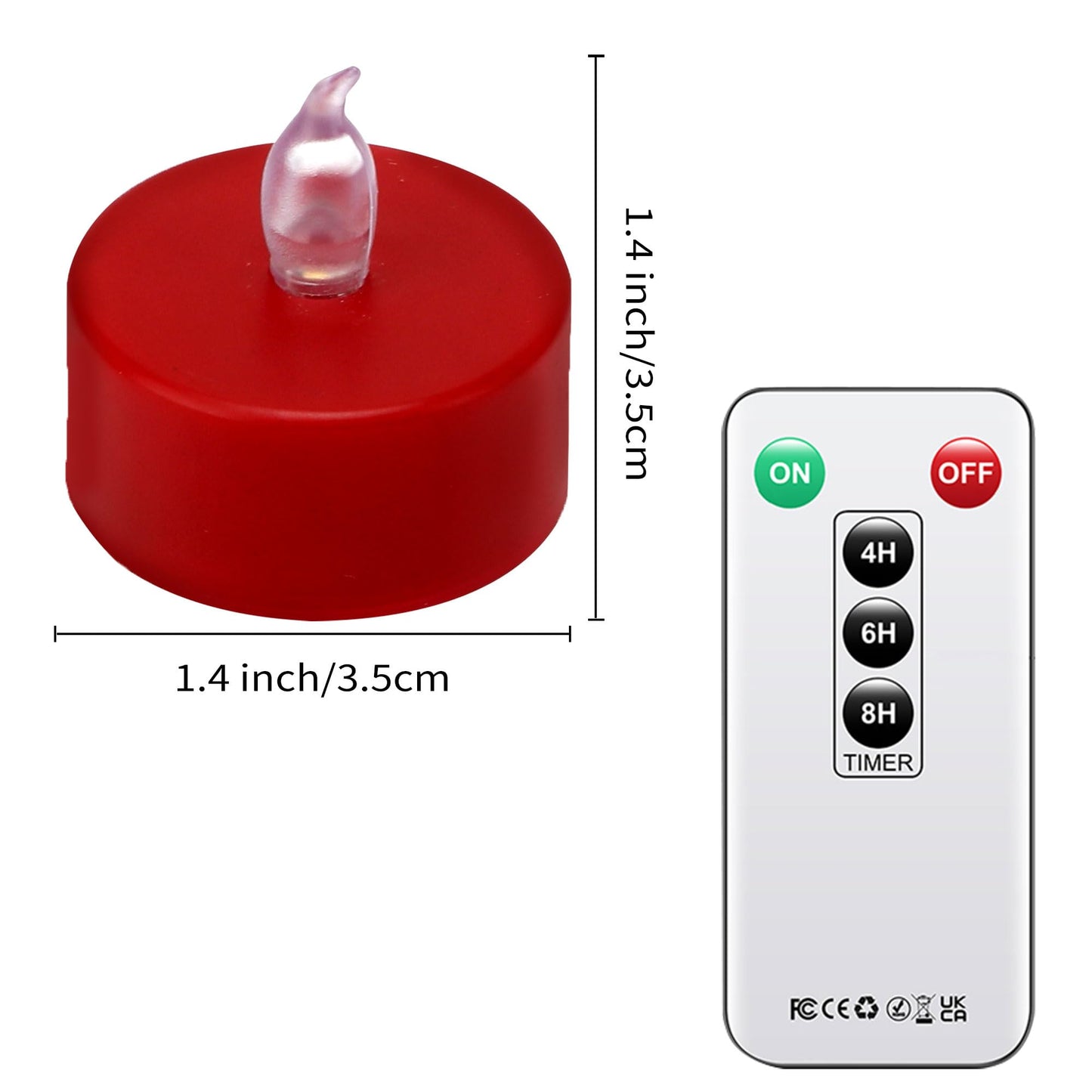 Roomsily LED Tea Lights with Remote Control: Battery Operated Bulk Realistic and Bright Flickering Long Lasting 400+Hours Flameless Candles for Home Decor Holiday Wedding Party (24Pack, Red)