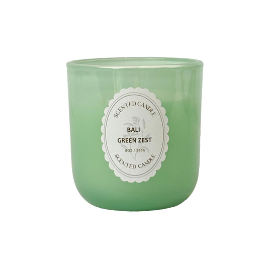 Bali Green Zest Scented Candle 8oz – CW Studio Color-Sprayed Glass Jar, Fresh Citrus Lemongrass & Herbal Aroma – Tropical Spa Gift Candle, Mother's Day & Birthday – 40-45 Hour Burn